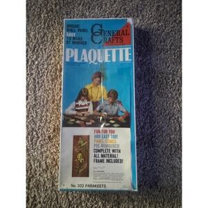 Plaquette Mosaic Wall Panel By Number General Crafts 1969 RARE No. 302 Parakeets